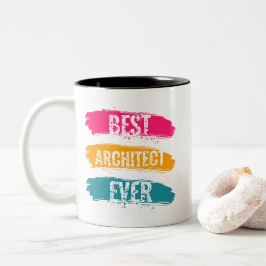 Beste architect ooit tweekleurige koffiemok (Met donut)