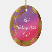 Beste artiest ooit meisje met roze roze goudkleuri keramisch ornament (Rechts)