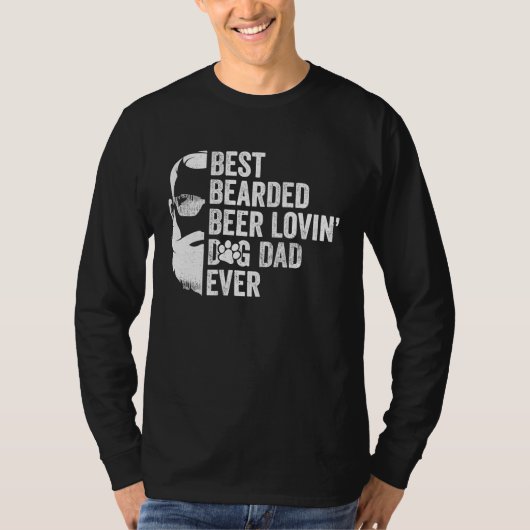 Beste Baardige Bier Minnende Hond Vader Geen Schee T-shirt (Voorkant)