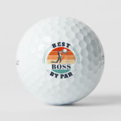 Beste Baas Door Par Aangepaste Retro Pensioengesch Golfballen (Voorkant)