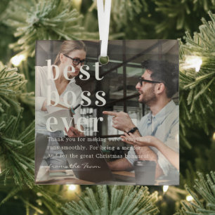 Beste Baas Ooit Citaat & Foto Cadeau Glas Ornament