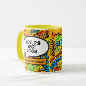 Beste Baas Ooit Fun Retro Pop Art Stripboek Mok (Voorkant links)
