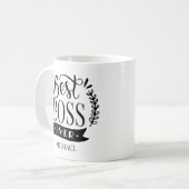 Beste baas ooit gepersonaliseerde krans koffiemok (Voorkant links)