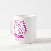 Beste baas ooit gepersonaliseerde krans koffiemok (Voorkant links)