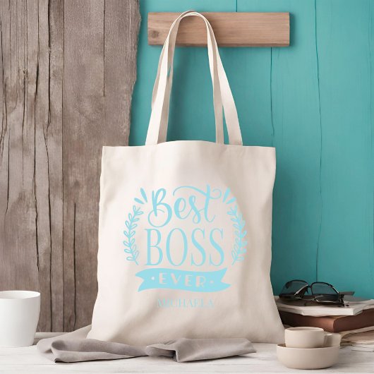 Beste baas ooit gepersonaliseerde krans tote bag