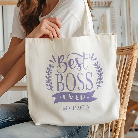 Beste baas ooit gepersonaliseerde krans tote bag
