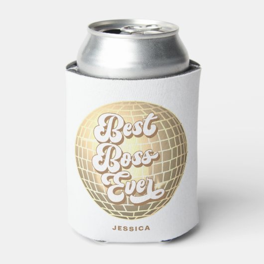 Beste baas ooit | Gouden discobal | Aangepaste naa Blikjeskoeler (Blikje Voorkant)