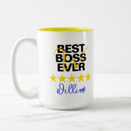 Beste Baas Ooit (Initiaal naam) Kantoecoffiemok Tweekleurige Koffiemok