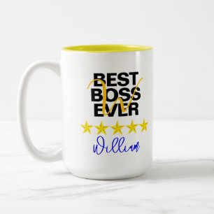 Beste Baas Ooit (Initiaal naam) Kantoecoffiemok Tweekleurige Koffiemok