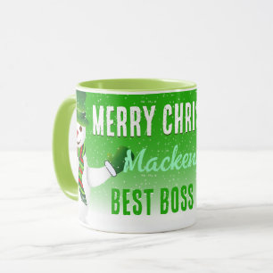 Beste baas ooit met sneeuwman op kerst GROEN Mok