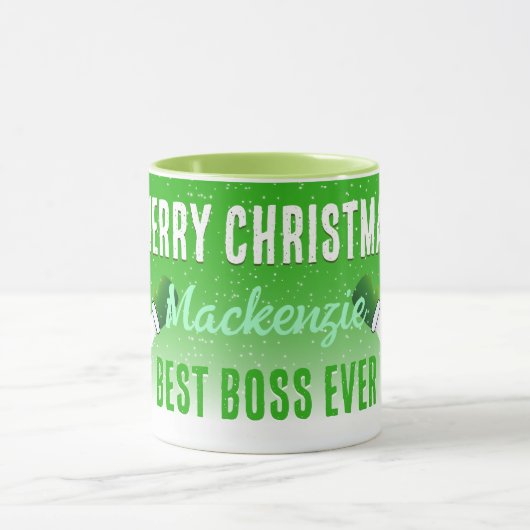 Beste baas ooit met Sneeuwman op Kerstmis GROEN Mok (Midden)