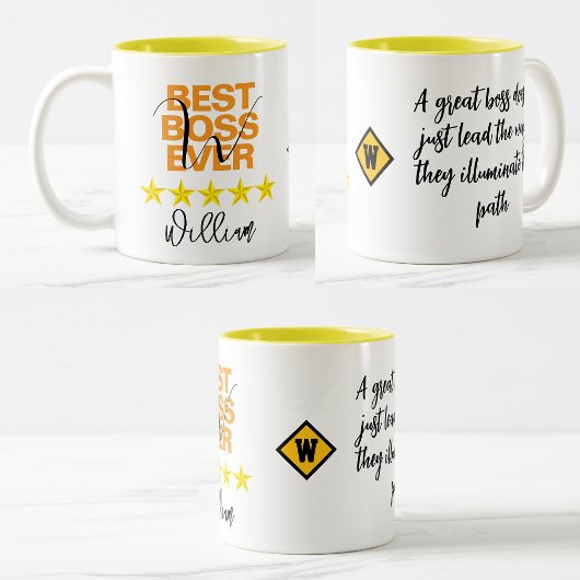 Beste Baas Ooit Mok (Naam Initiaal Monogram Spreuk