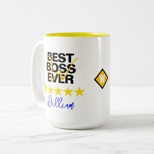 Beste baas ooit (naam Initiaal) Kantoor Coffee Mok (Voorkant links)