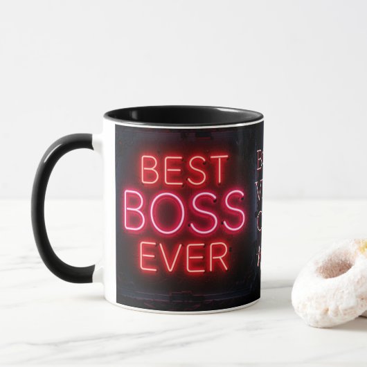 Beste baas ooit Neon Lights en Quote Mok (Met donut)