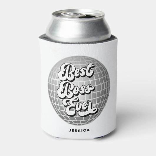 Beste baas ooit | Silver Disco Ball | Aangepaste n Blikjeskoeler (Blikje Achterkant)