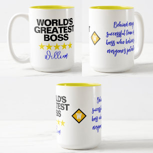 Beste Baas van de Wereld (Naam) Kantoor koffiemok Tweekleurige Koffiemok