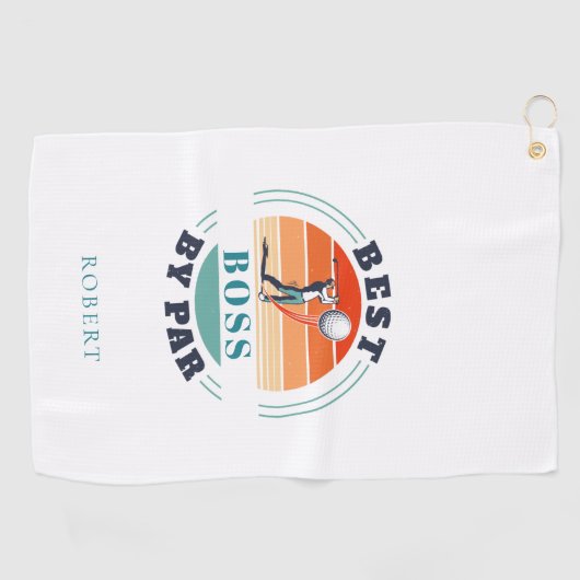 Beste baas van Par Custom Coworker Retro Golfhanddoek (Horizontaal)