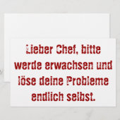 "Beste baas, word alsjeblieft volwassen..." Briefpapier (Voorkant / Achterkant)