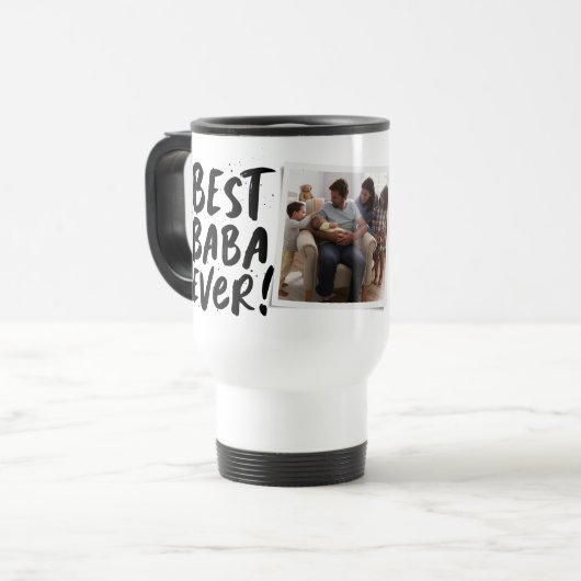 Beste Baba Ever moderne foto-Vaderdag Koffie Reisbeker (Voorkant links)