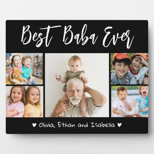 Beste Baba Ooit Kleinkinderen 5 Foto Collage Zwart Fotoplaat (Voorkant)
