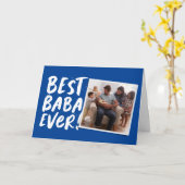 Beste baba ooit moderne foto blauwe Vaderdagkaart Kaart (Gele Bloem)