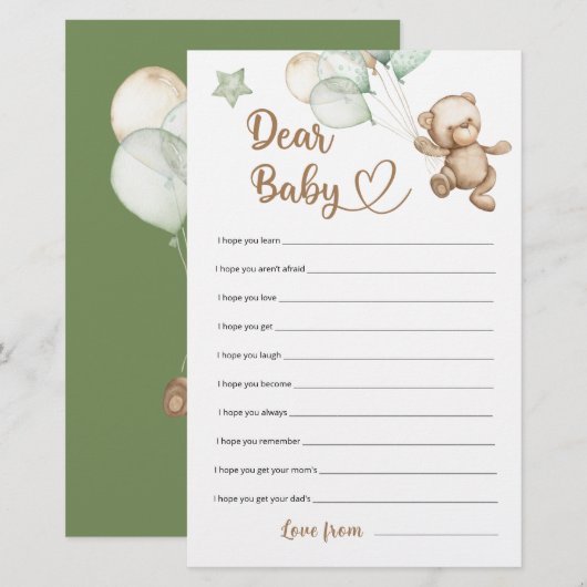 Beste Baby Teddy Bear Baby shower (Voorkant / Achterkant)