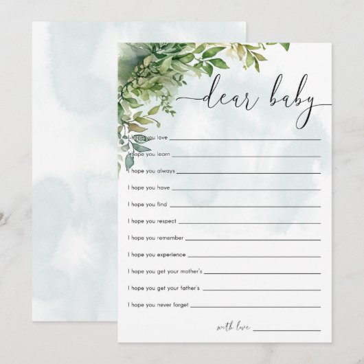 Beste Baby Waterverf groen Baby shower spel Kaart (Voorkant / Achterkant)