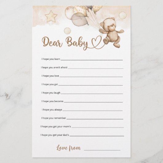 Beste Baby Wensen Baby Beer Baby shower spel (Voorkant)