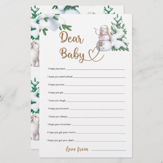 Beste Baby Winter Baby shower spel (Voorkant / Achterkant)