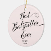 Beste Babysitter ooit Moderne Calligrafie Aangepas Keramisch Ornament (Links)