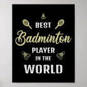 Beste badmintonspeler ter wereld Grappig badminton Poster (Voorkant)
