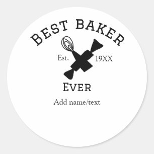 Beste bakker ooit voeg naam tekst bakken beste jaa ronde sticker
