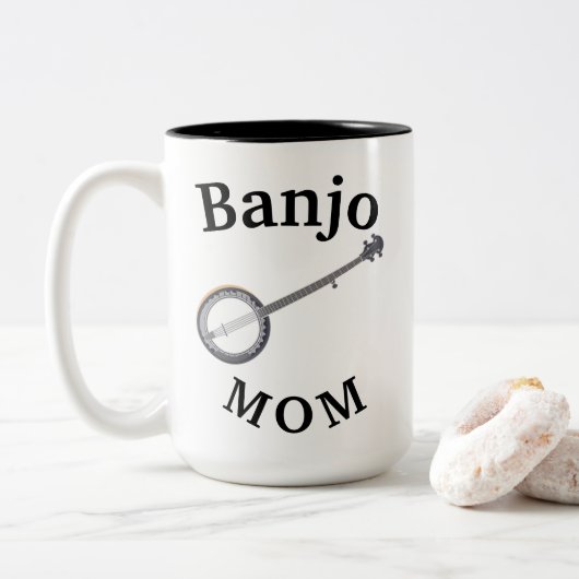 Beste Banjo MOM ooit! Moederdag Tweekleurige Koffiemok (Met donut)