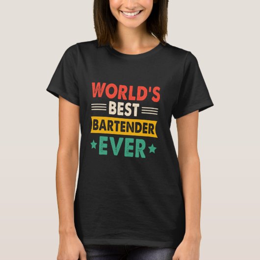 Beste Bartender Ter Wereld Ooit Grappig Retro T-shirt (Voorkant)