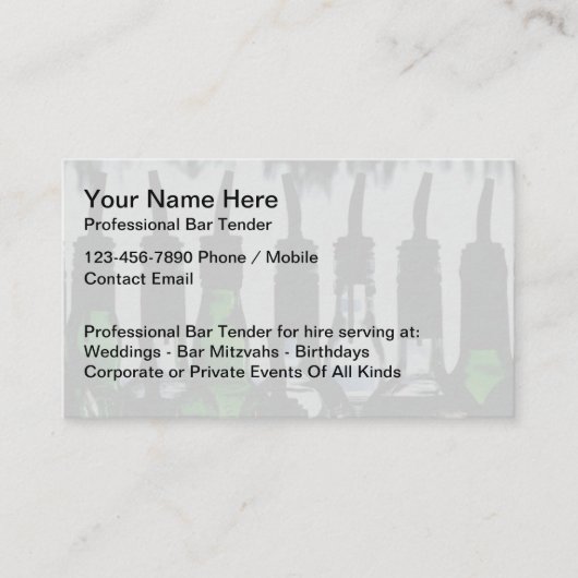 Beste Bartender voor Huur Visitekaartjes (Voorkant)