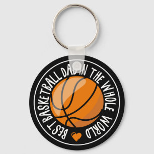 Beste Basketbal Sport Papa Stempel Zwart Oranje Ba Sleutelhanger