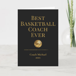 Beste Basketbalcoach Ooit Elegant Zwart Gouden Cad Bedankkaart