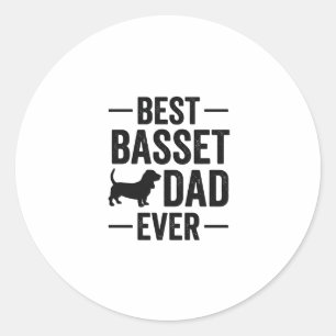 Beste Basset-papa ooit Vintage-gravure honden T-sh Ronde Sticker