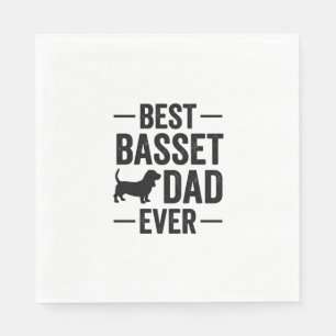 Beste Basset Vader Ooit Vintage Gravure Hond Shirt Servet