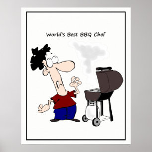 Beste BBQ Chef Cartoon ter wereld Poster