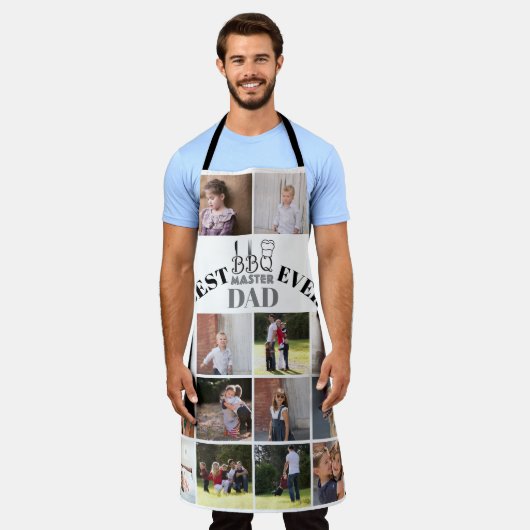 Beste BBQ meester vader Vaders Dag grijze foto Schort (Gedragen)