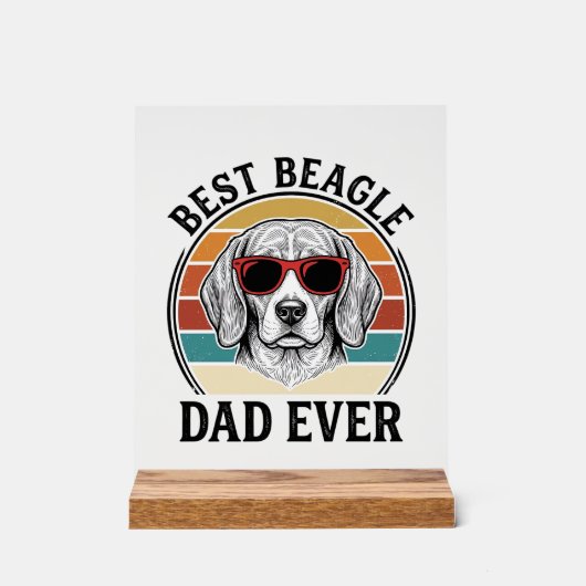 Beste Beagle Papa Ooit Vintage Beagle T-shirt Ontw Acryl Bord (Voorkant)