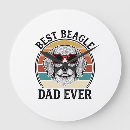 Beste Beagle Papa Ooit Vintage Beagle T-shirt Ontw Grote Klok (Voorkant)
