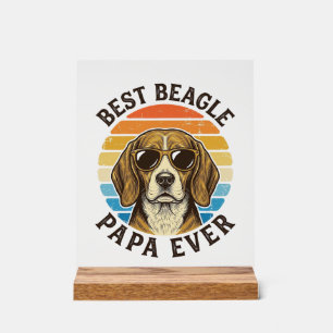 Beste Beagle Papa Ooit Vintage Hond Papa T-shirt O Acryl Bord