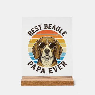 Beste Beagle Papa Ooit Vintage Hond Papa T-shirt O Acryl Bord