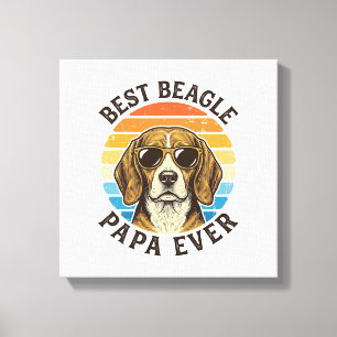 Beste Beagle Papa Ooit Vintage Hond Papa T-shirt O Canvas Afdruk