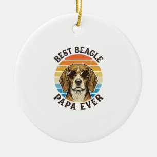 Beste Beagle Papa Ooit Vintage Hond Papa T-shirt O Keramisch Ornament