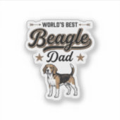 Beste Beagle Papa ter Wereld Vintage Hond Sticker (Voorkant)