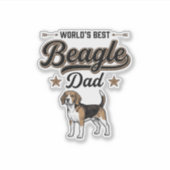 Beste Beagle Papa ter Wereld Vintage Hond Sticker (Voorkant)