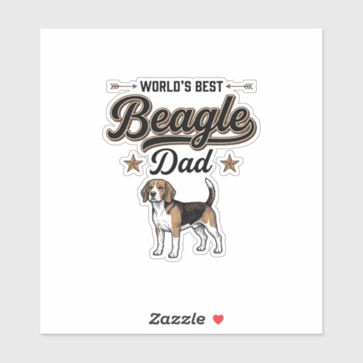 Beste Beagle Papa ter Wereld Vintage Hond Sticker (Vel)